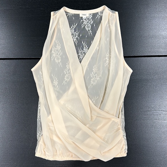 Tobi Sheer Blush Tank Top with Lace Back - S - Picture 5 of 12